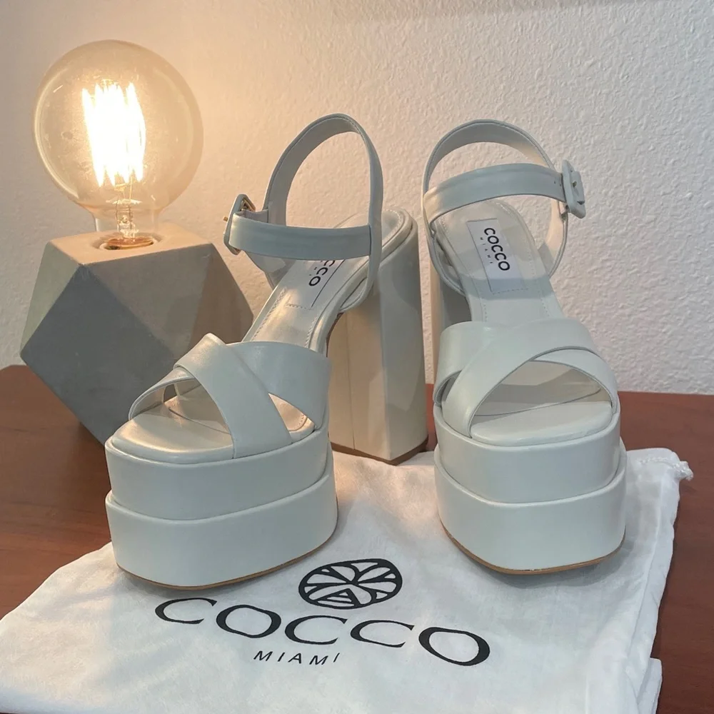 Hanna Platform Sandal Leather White